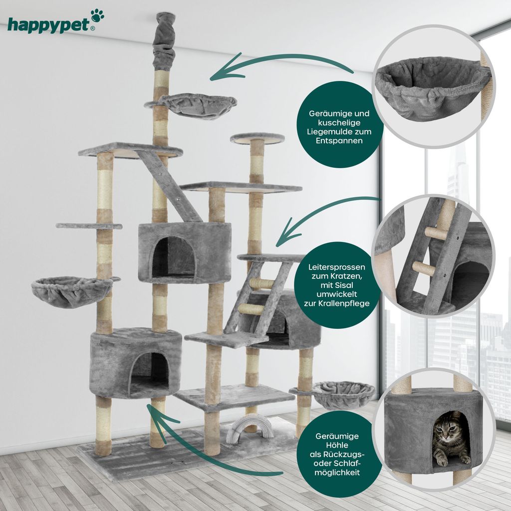 HAPPYPET Kratzbaum deckenhoch 260 cm hoch, Kletterbaum SAM Produktbild 3