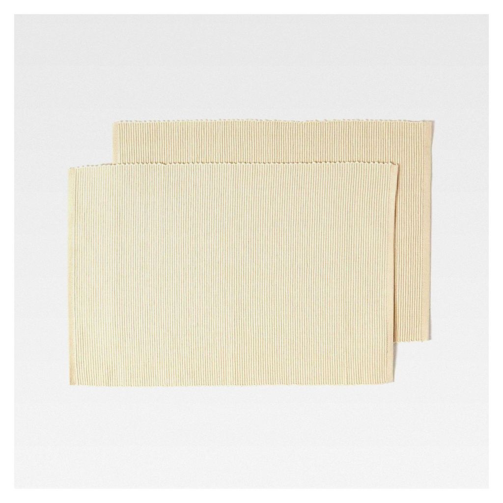 2er-Set Tischsets Creme aus 100% Baumwolle, rechteckige Platzsets aus Stoff, waschbare Platzdeckchen
