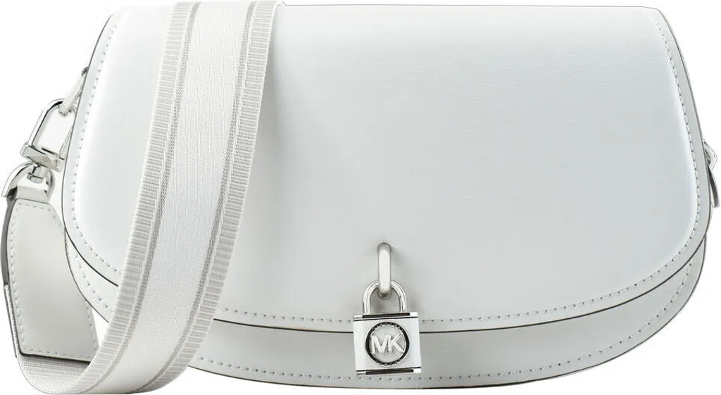 Sac à dos Michael Kors Mila blanc en cuir grainé compact 16 x 25 x 7 cm