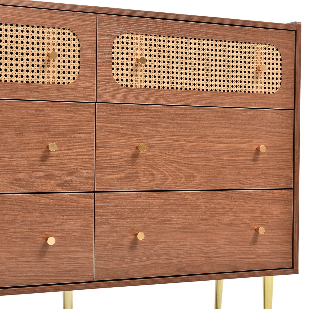 Rattanowa komoda z 6 szufladami i regulowaną półką, orzech Zdjęcie produktu 25