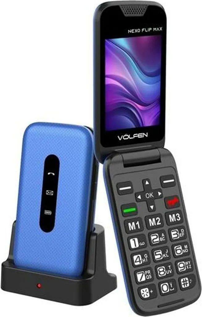 Téléphone Senior à Clapet Volfen Nexo Flip avec Grand Écran et SOS Noir