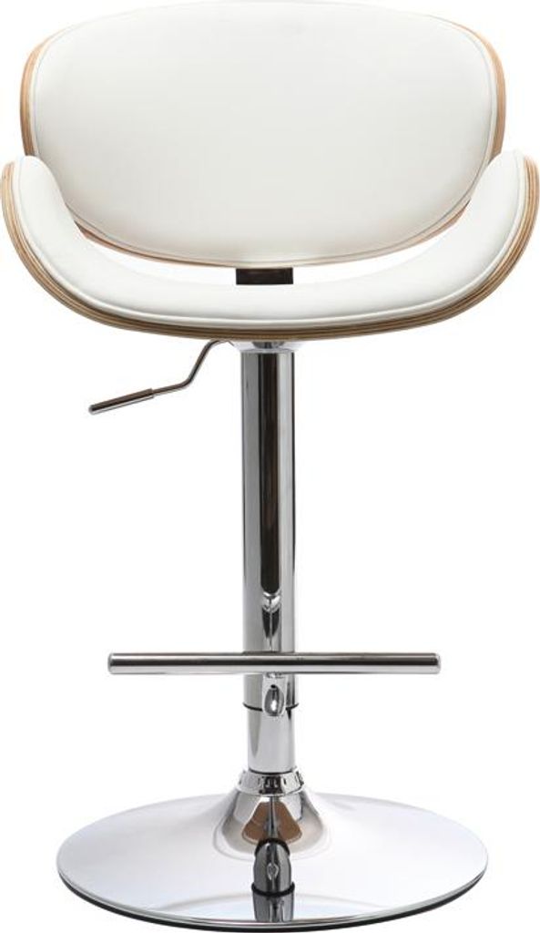Miliboo - Design-Barhocker Weiß und helles Holz WALNUT Produktbild 