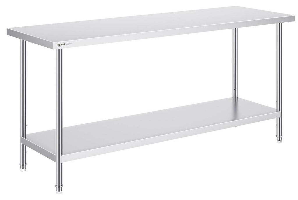Stainless Steel Work Prep Table Commercial Worktable Food Prep 24x72x34in