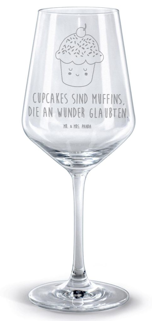Mr. & Mrs. Panda glas für rotwein Cupcake - Transparent - Geschenk, Cupcakes, Lustige Sprüche, Koch, Rotweinglas mit Gravur, Wunder, Burgundergla...
