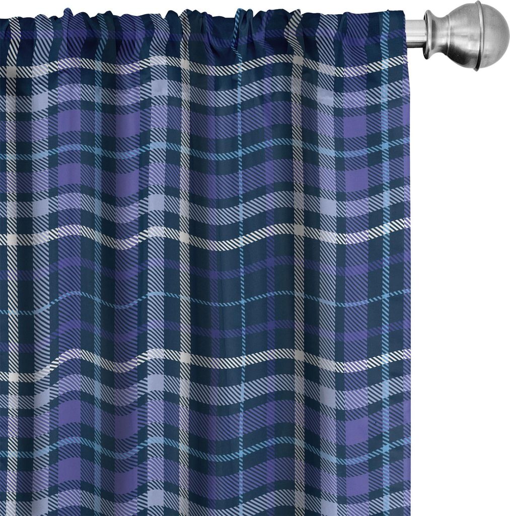 ABAKUHAUS Plaid Vorhänge, Gardinen, Klassisches Muster mit Hatched Crossing Linien, 2 Stück 75 x 225 cm, Dunkle Lavendel Indigo