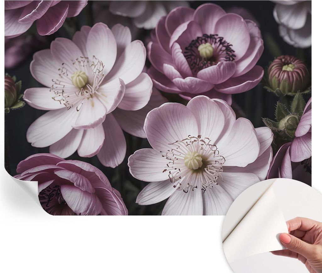 Selbstklebende Wandtapete - Dekorative Tapete für Wohnzimmer - Klebefolie für Wandbilder - Tapetenfolie für Wanddekoration - 208x146 cm - Floral...