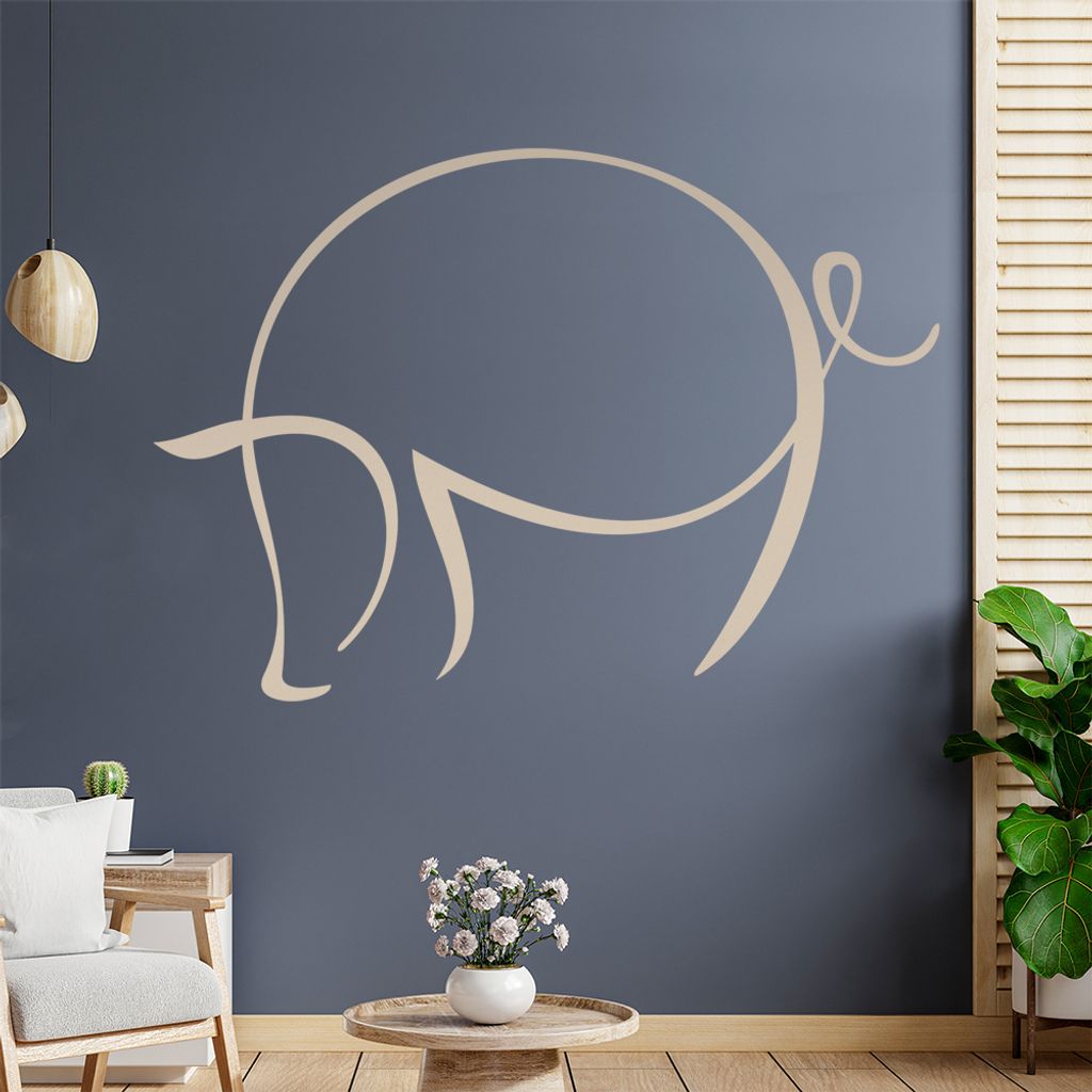 Schwein Linien Wandtattoo in 6 Größen - Wandaufkleber Wall Sticker - Dekoration, Küche, Wohnzimmer, Schlafzimmer, Badezimmer
