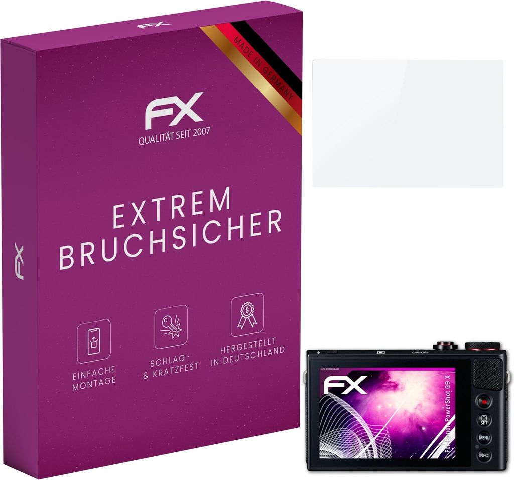 atFoliX FX-Hybrid-Glass Displayfolie kompatibel mit Canon PowerShot G9 X Glasfolie