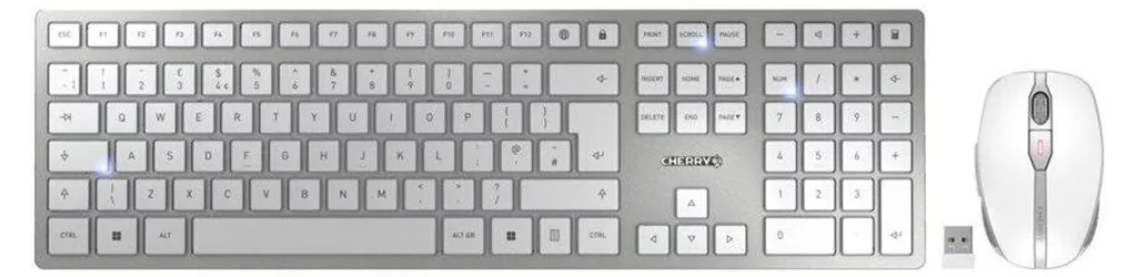 CHERRY DW 9100 SLIM Ensemble Clavier Souris Sans Fil QWERTY Blanc Argent