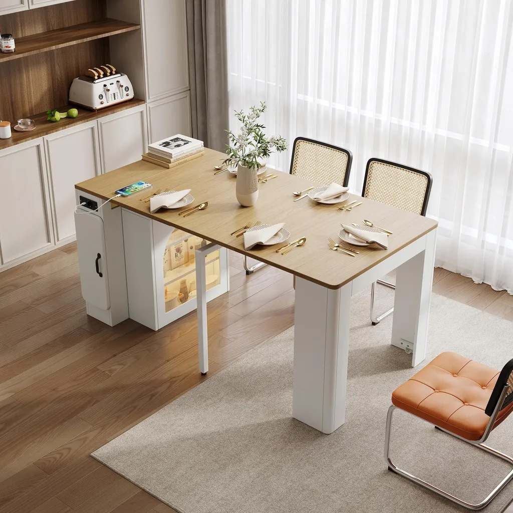Desserte de Cuisine Extensible avec LED et Multiprise pour Petit Espace - 3