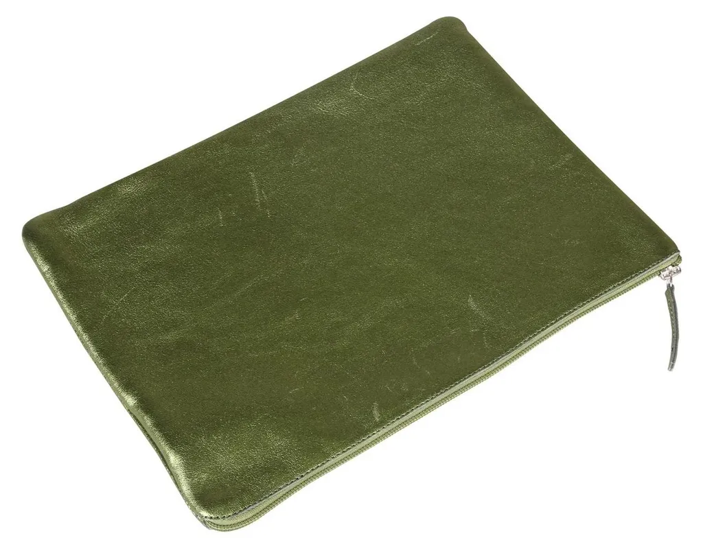 Pochette de rangement universelle en cuir vert 23x32 cm pour documents