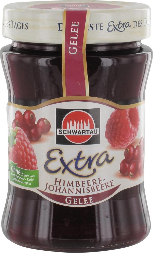 Schwartau Extra Himbeer Johannisbeer Fruchtaufstrich Gelee Produktbild 