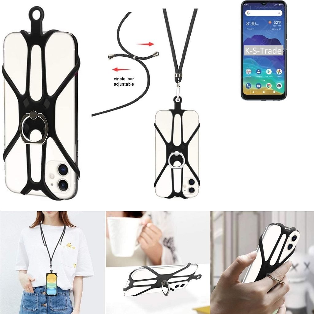 K-S-Trade 3in1 Handykette Handyband Handykordel Halsband Smartphone-Ring Handy-Ring kompatibel mit ZTE Blade 11 Prime Fingerhalterung Handyring