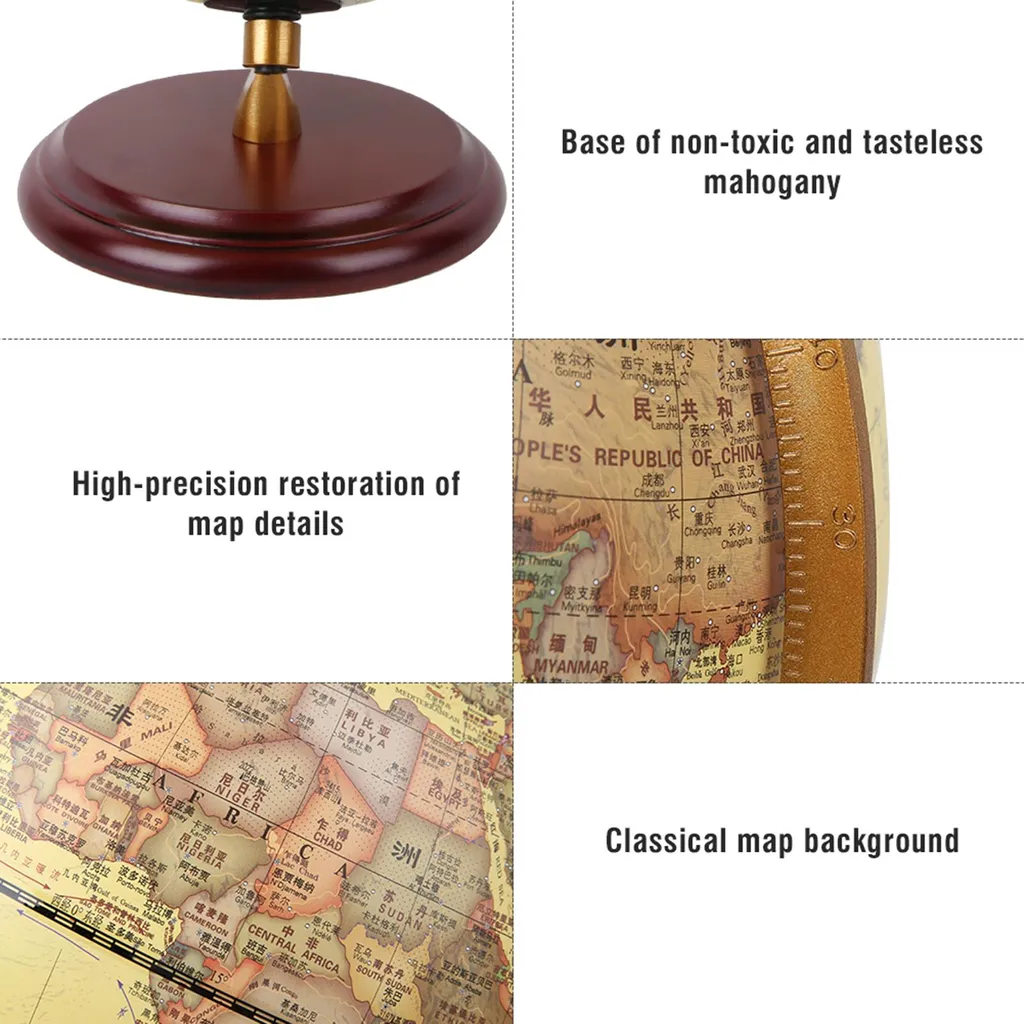 Mappemonde Interactive Lumineuse 25 cm - Globe Éducatif Style Antiquité