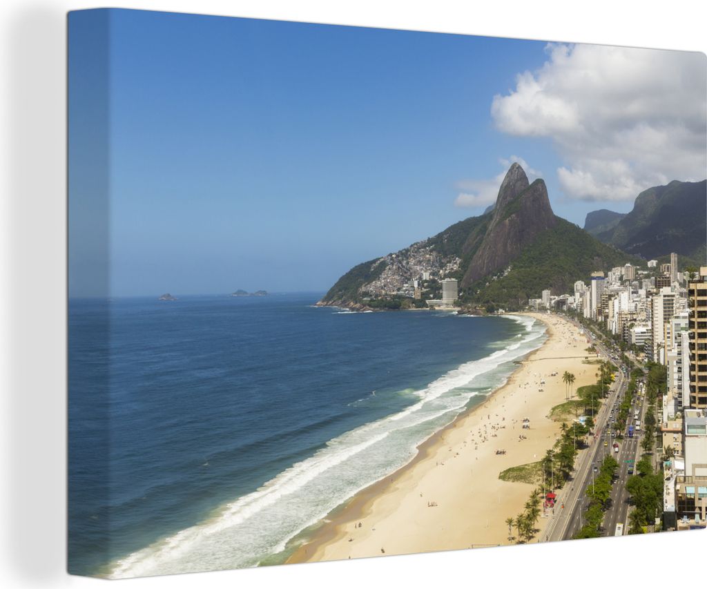 OneMillionCanvasses - Leinwandbilder - 140x90 cm, Der Strand von Ipanema in Rio De Janeiro, Brasilien, an einem sonnigen Tag, Wandbilder Kunstdru...