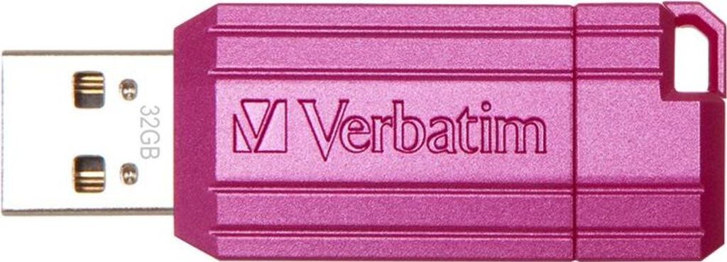 Verbatim USB DRIVE 2.0 PIN STRIPE 32GB HOT PINK 2.0 32GB (49056)