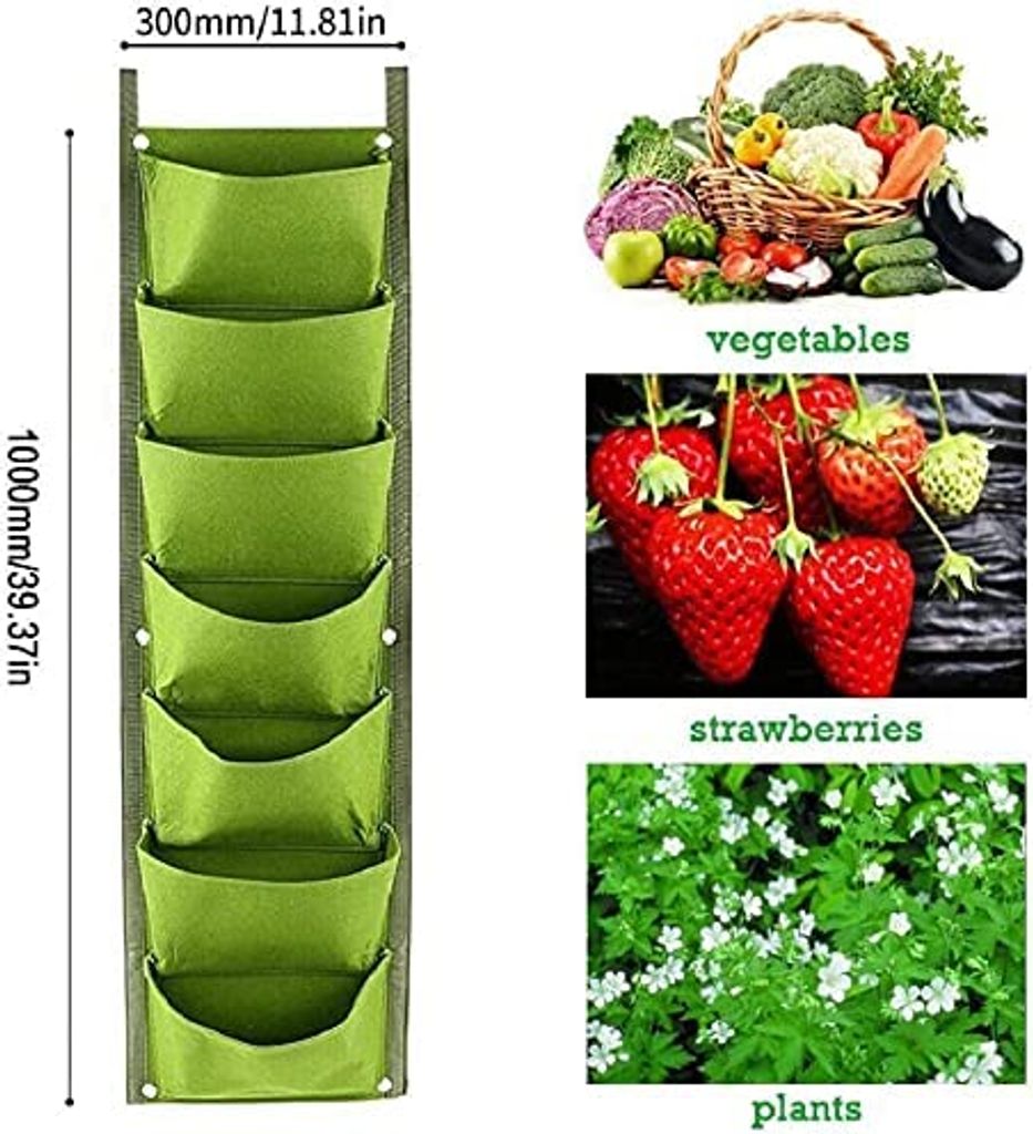 Pflanzenwand Mit 18 Taschen – Vertikaler Garten Zum Aufhängen, Filz-Material, Für Drinnen & Draußen