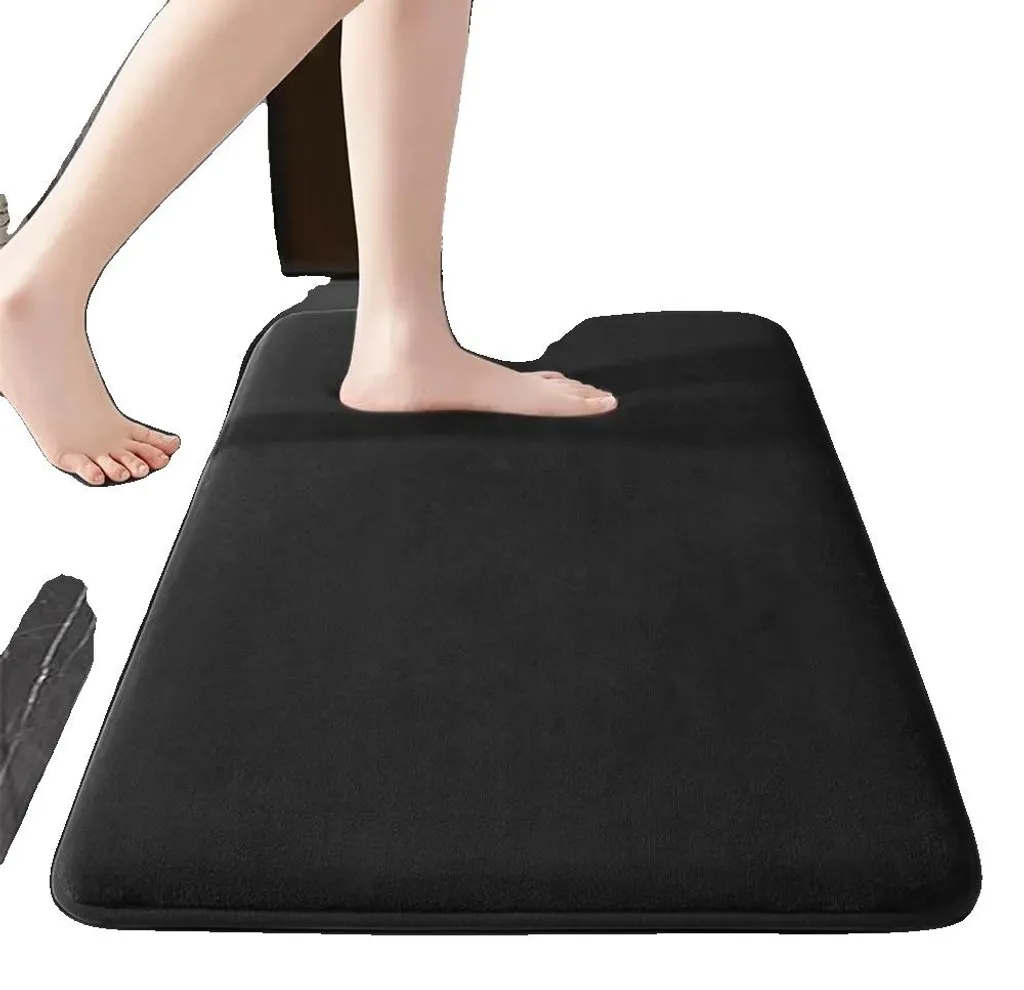 Tapis de sol noir anti-glisse 60x90 en daim pour éviter les chutes