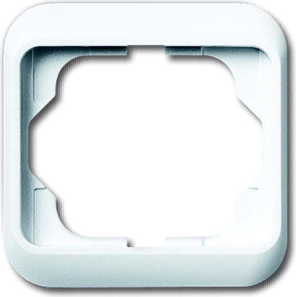 A white frame for an electrical outlet or switch.