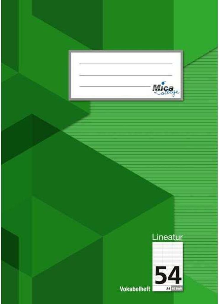 Vokabelheft A4 - Lineatur 54 - 3 Spalten - 40 Blatt