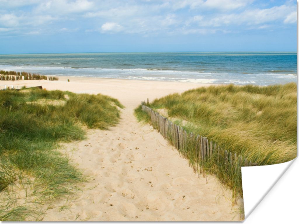 MuchoWow Poster Strand - Meer - Düne - Belgien 120x90 cm - Wandbild