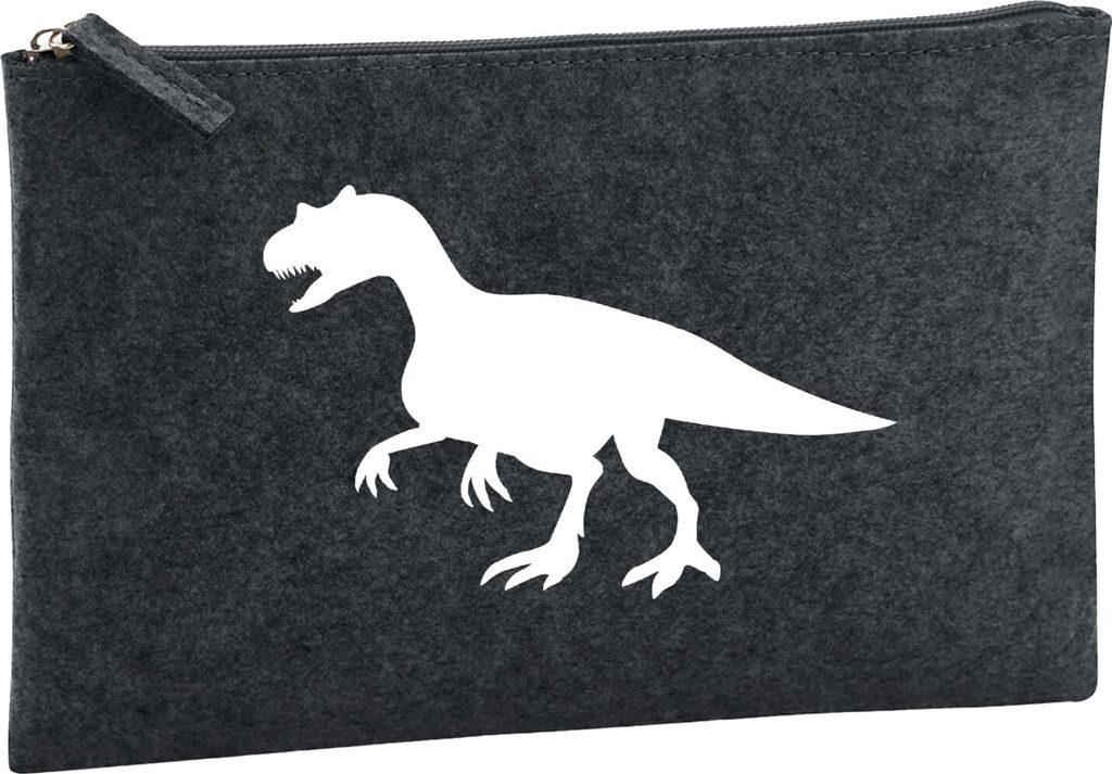 Huuraa Kulturbeutel Allosaurus Dinosaurier 1 Liter Charcoal Filz Kosmetiktasche Geschenkidee