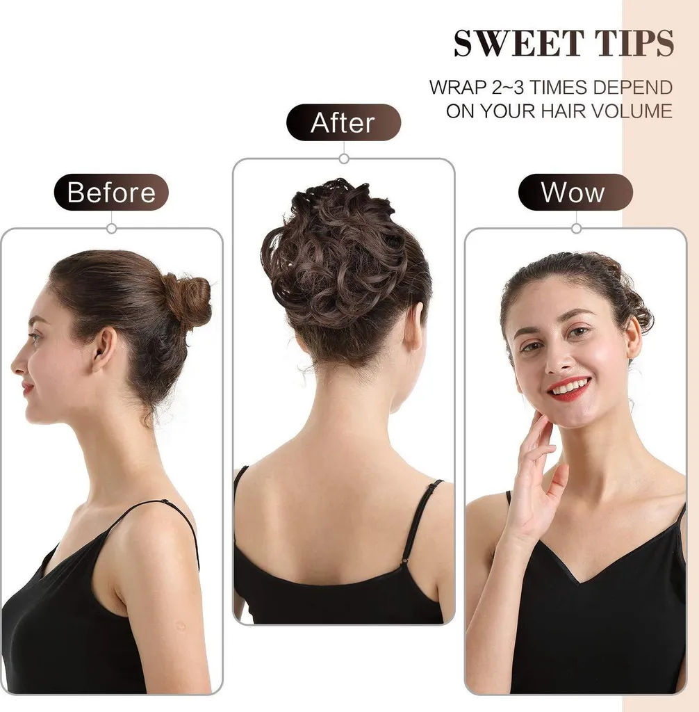 Postiche chignon ondulé pour mariage, coiffure de soirée rapide