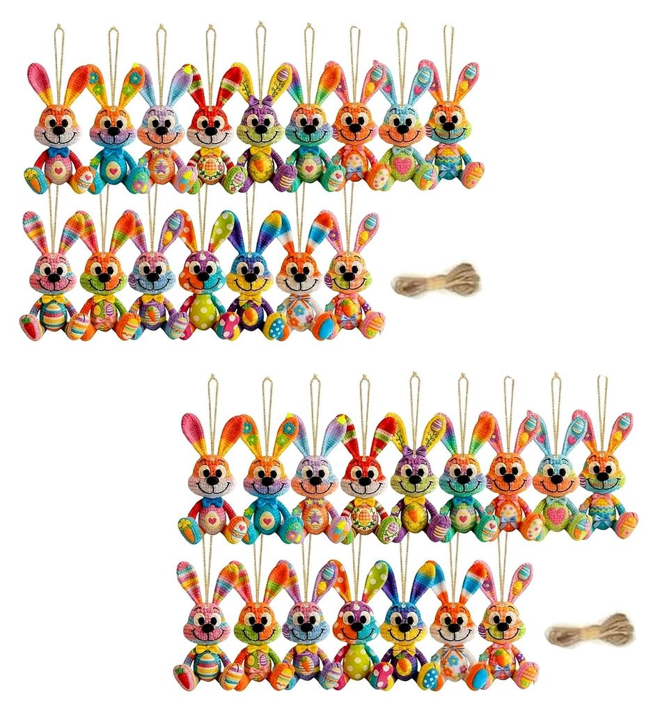 Osterhasenfiguren aus Holz für Dekorationen an Baum, Fenster, Tür und als Geschenkverpackung, 16 / 32 Stück