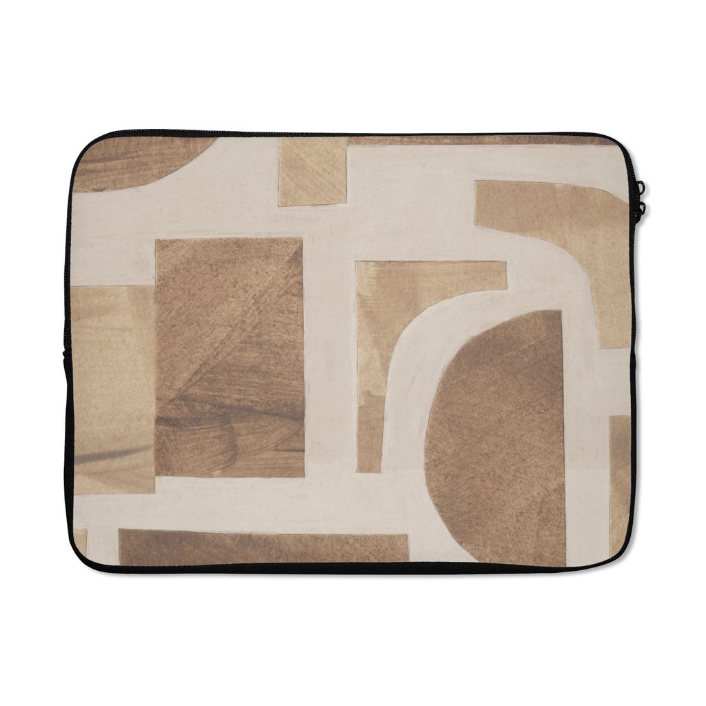MuchoWow Laptop Hülle 17 Zoll Laptoptasche Formen - Abstrakt - Puzzle - Holz - Zipper - Schutzabdeckung