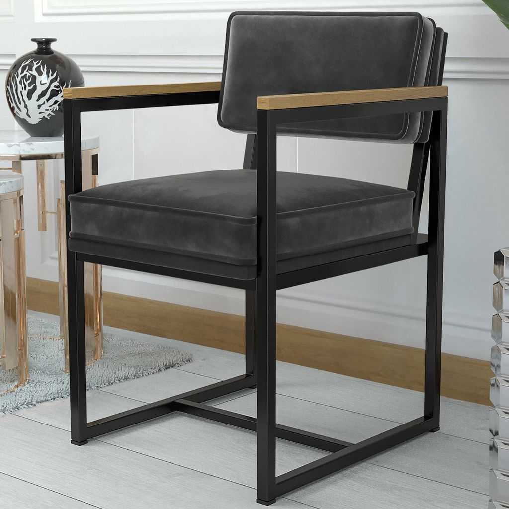 2er-Set KYLA | Designerstuhl | Samt | Grau | Samtstuhl, Hotelstuhl, Restaurantstuhl