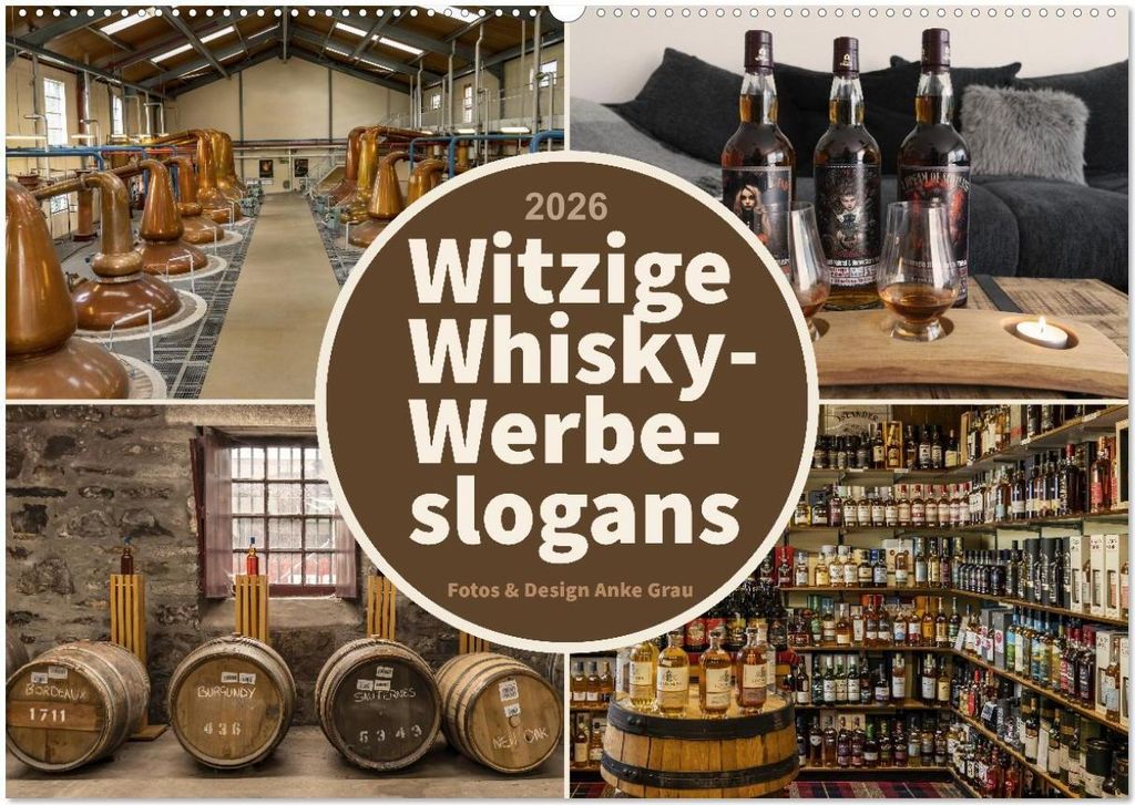 Witzige Whisky-Werbeslogans (Wandkalender 2026 DIN A2 quer), CALVENDO Monatskalender