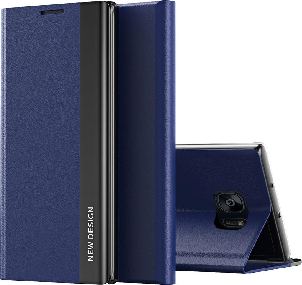 Cover Magnetica Galaxy S7 Edge Blu | Custodia Protettiva Portafoglio Stand