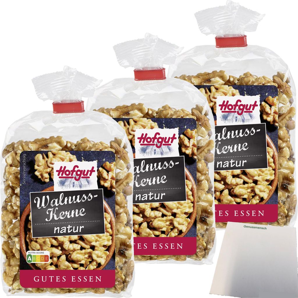 Hofgut Walnusskerne 3er Pack (3x200g Beutel) + usy Block