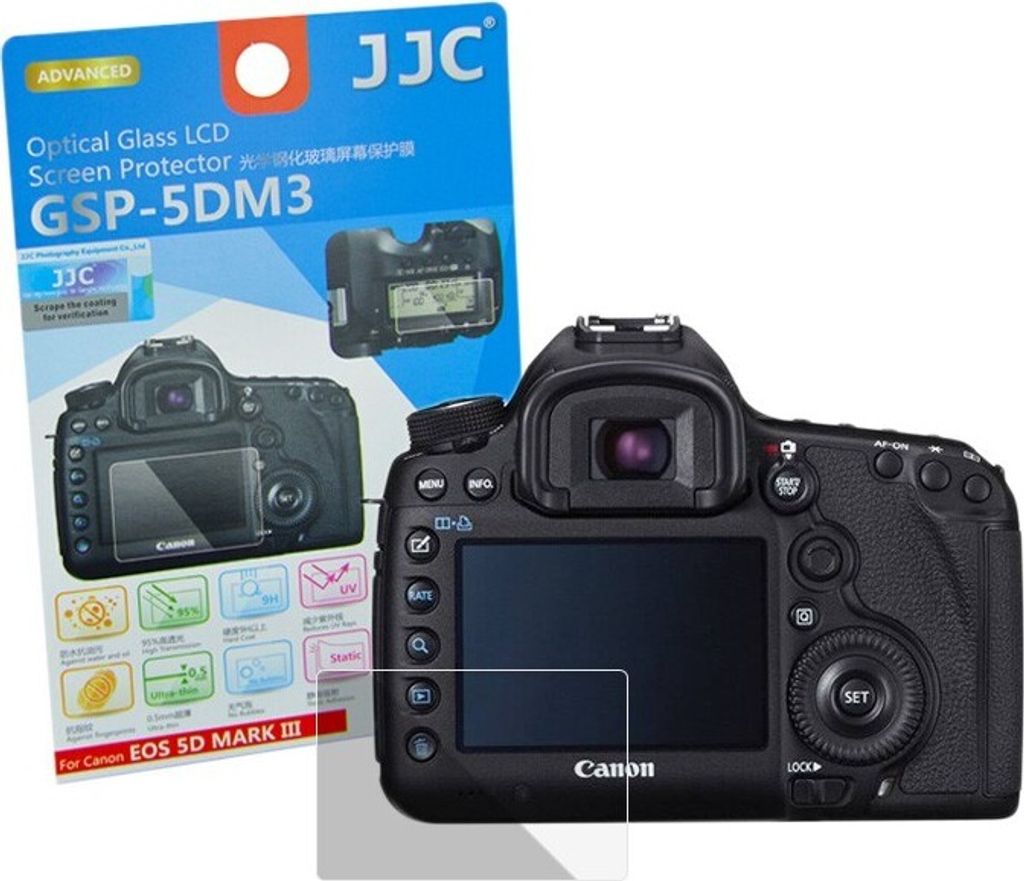 Hochwertiger Displayschutz Screen Protector aus gehaertetem Echtglas, passend fuer Canon EOS 5D Mark III