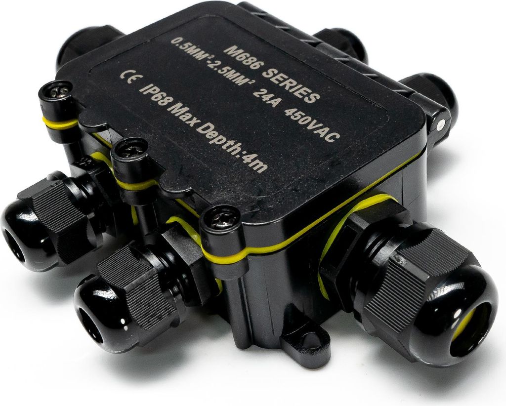 Grafner wasserdichte Abzweigdose, 6 Wege, IP68, 4-polig, Ø5-12mm, 0,5–2,5 mm², 24A 450V, Abzweigdose wasserdichte Anschlussdose staubdicht auß...
