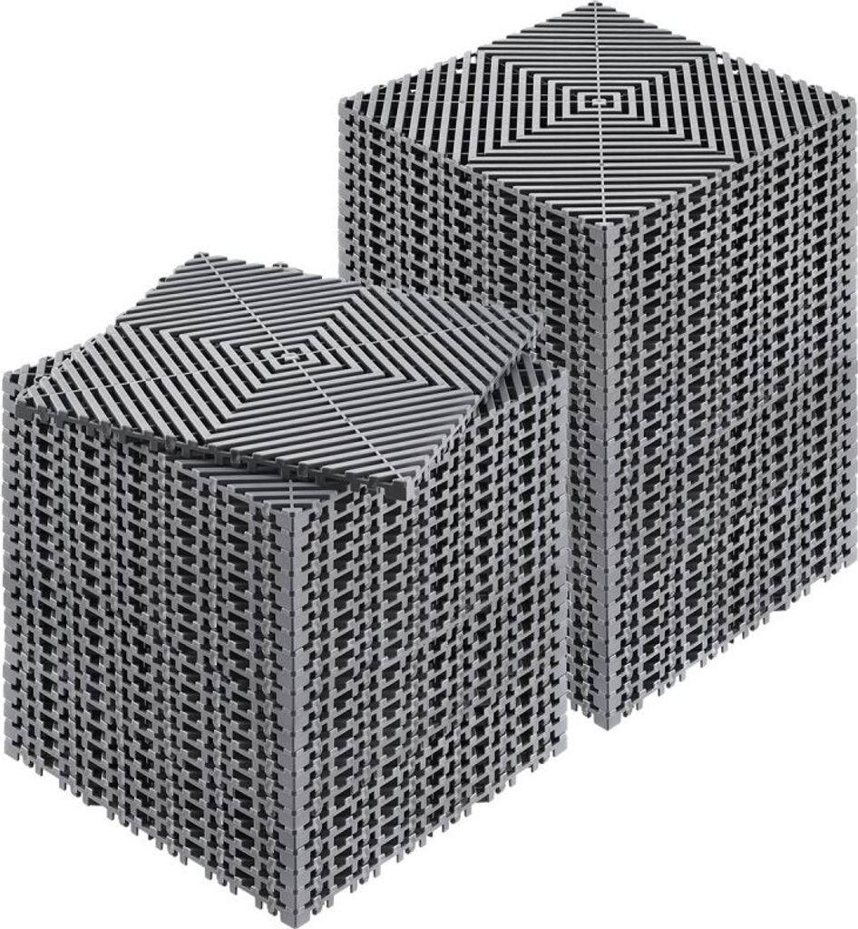 50er Pack Drainagematte Garage - Bodenfliesen ineinandergreifend 31x31cm - Graue Drainagefliesen für Garagenboden