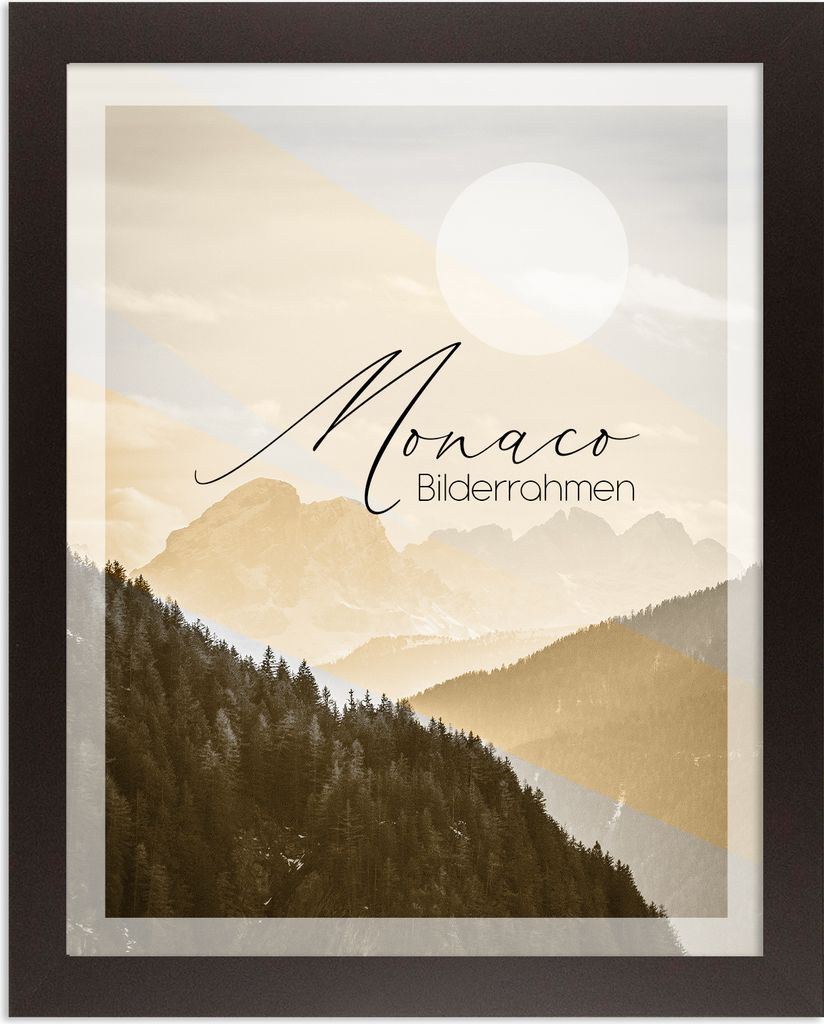 Bilderrahmen Monaco - 42x59,4 cm (DIN A2), Braun Nachbildung, 1 mm Kunstglas klar