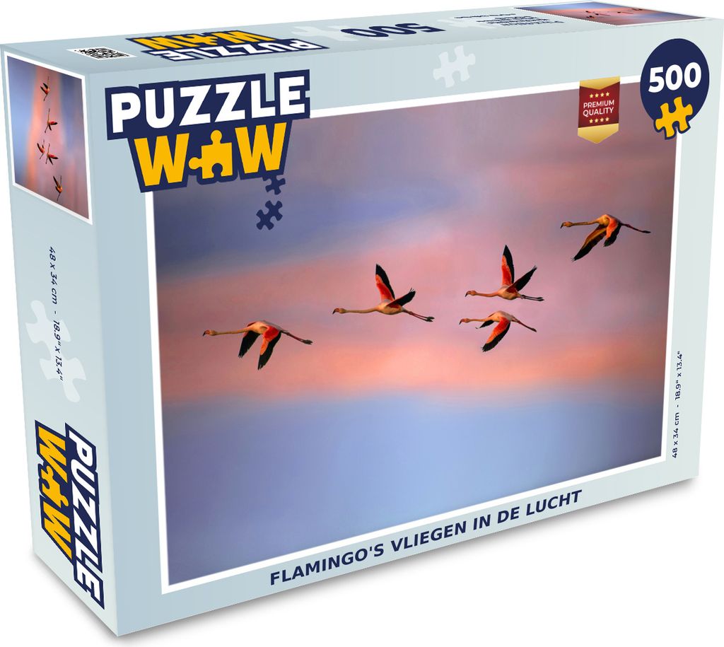 MuchoWow Puzzle 500 Teile Flamingos fliegen in den Himmel - 500 Teile - Kinder - Selberbauen - Puzzlespiele