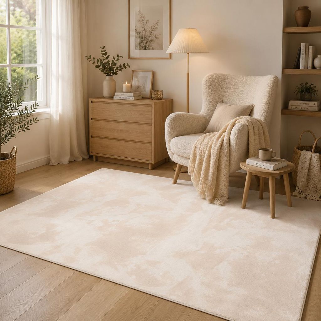 Luxus Super Soft Fellteppich Pearl Creme, Größe:80x150 cm Produktbild 