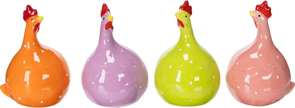 Keramik Hühnerfiguren Osterdeko für Wohnzimmer und Tischdekoration, 4 Stück