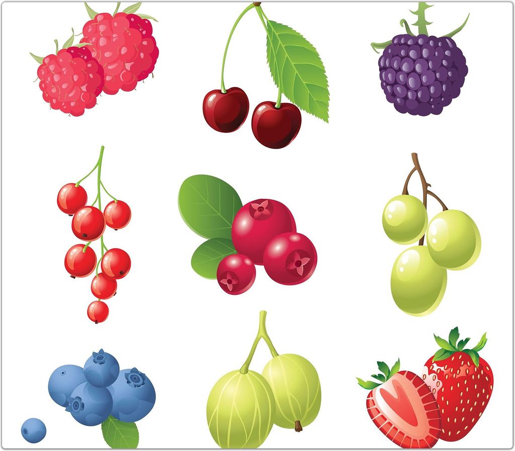 Spritzschutz Herdabdeckplatte Schneidebrett aus Glas Verschiedene Beeren 1-Teilig (60x52cm)