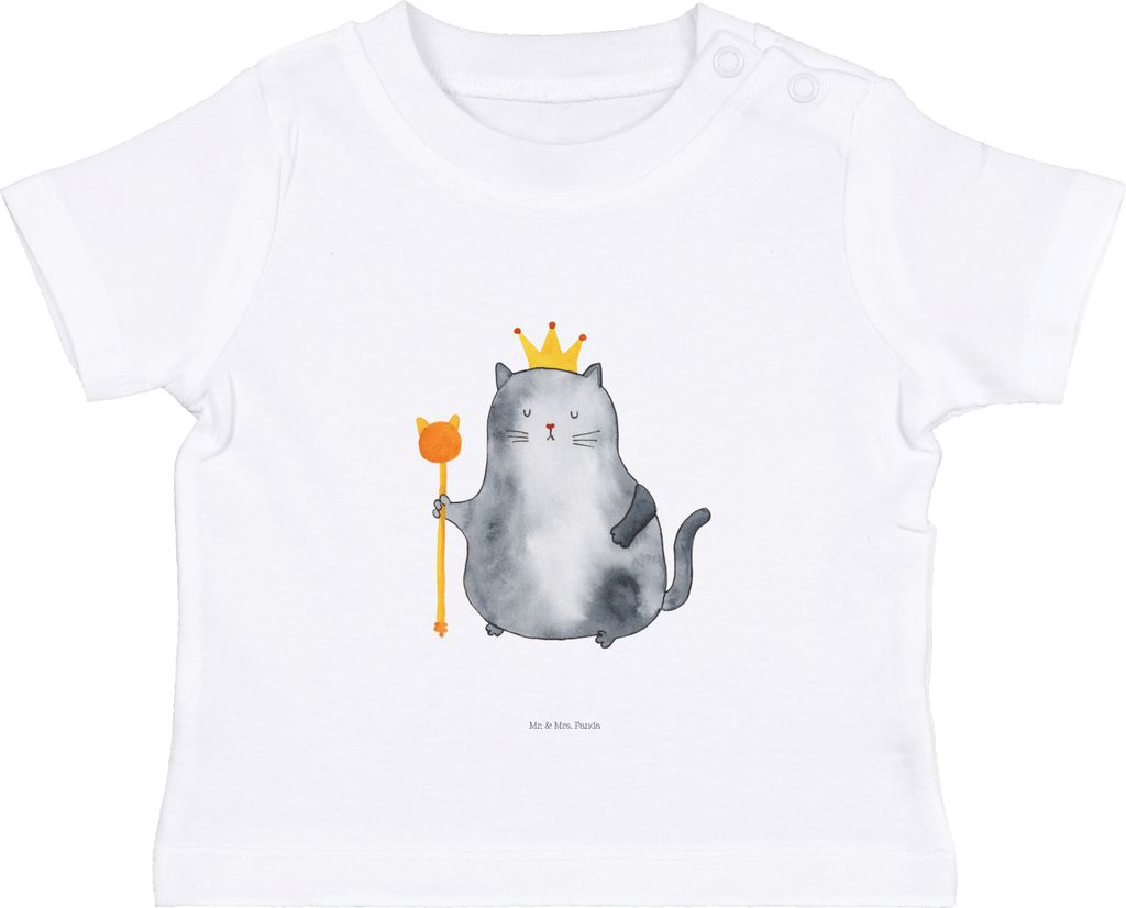 Mr. & Mrs. Panda T-Shirt Katze König 0. - 6. Monat - Weiß - Geschenk, Wohnung, Baby Jerseyshirt, Katzen, Kinder Oberteil, Top, Cats, Königlich, ...
