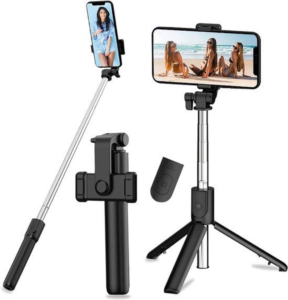 3-in-1 Teleskop-Stativ - Draaibaar - Bluetooth - Kompatibel mit meisten Smartphones von 4-6,5 Zoll