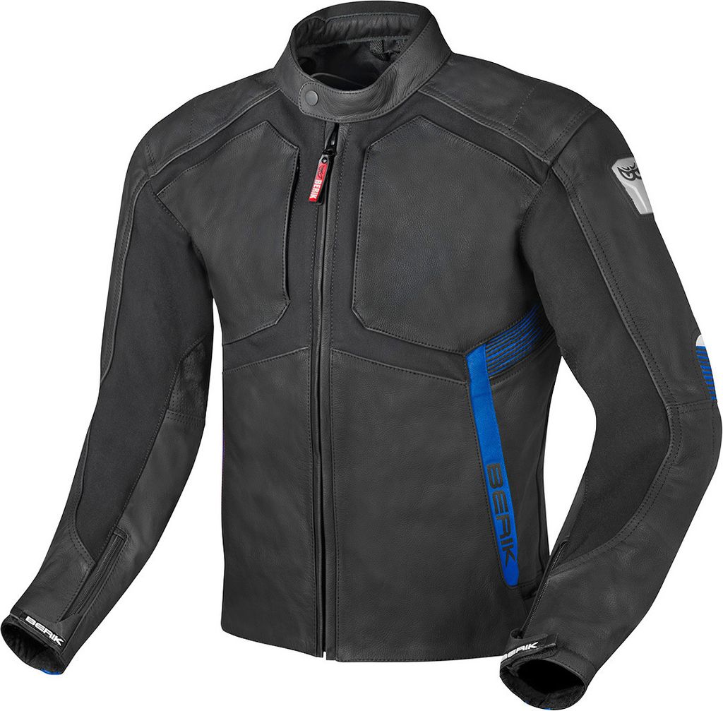 Berik Flexius Motorrad Lederjacke, schwarz/blau, 48