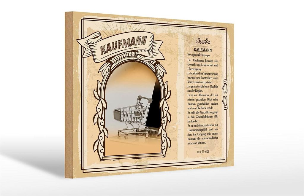 Holzschild Berufe 30x20cm Kaufmann Gewerbe Qualität