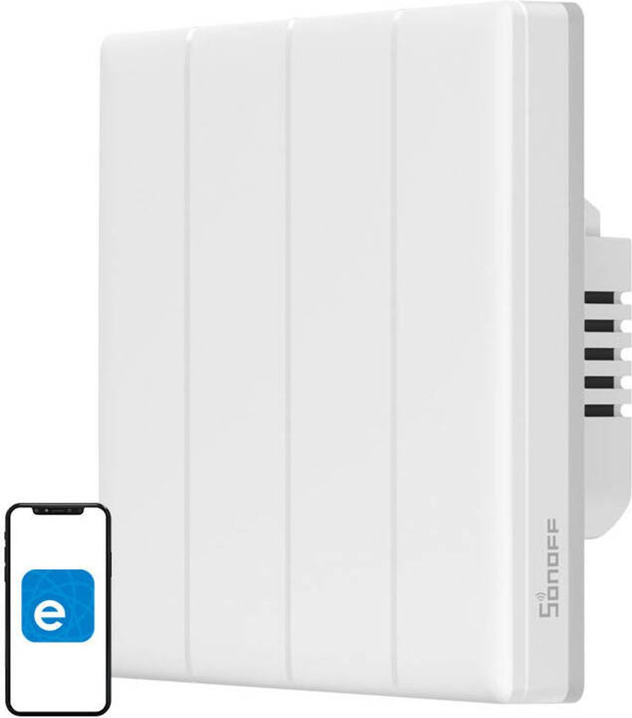 Sonoff TX-T5-T4C Smart Touch Switch, 4-Kanal Wand-Schaltaktor, mit RGB LED, WiFi, weiß