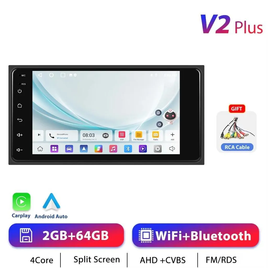 Poste Radio Tactile 2-DIN Toyota Echo avec Navigation GPS et CarPlay