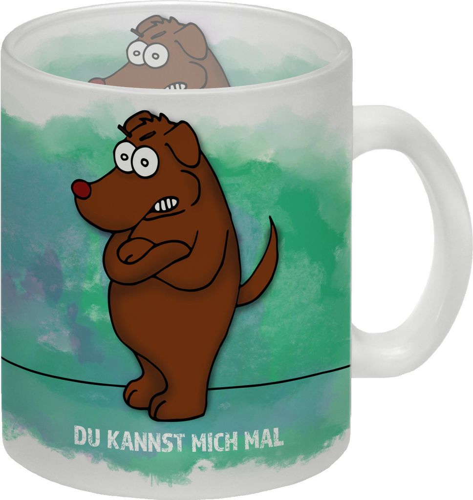 Du kannst mich mal Glas Tasse mit Hunde Motiv