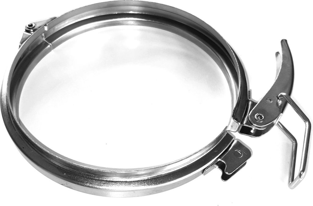 A metal clamp on a white background.