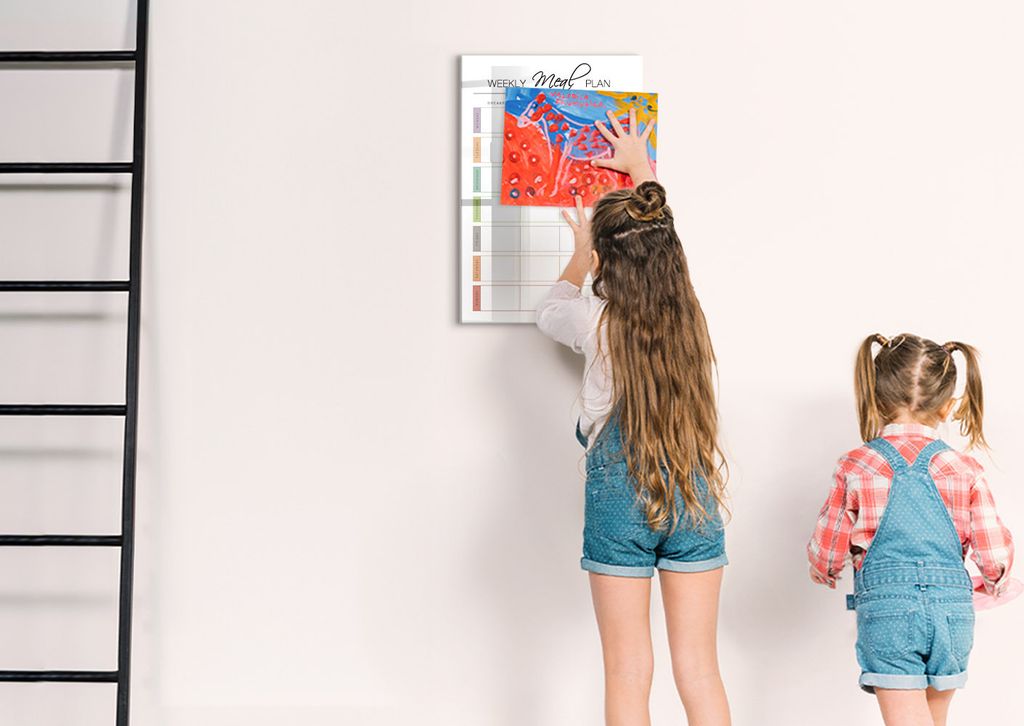 Magnetische Wandtafel - Schwarzer Marker + Schwamm + Magnete - 40 x 60 cm - Wöchentlicher Speiseplan